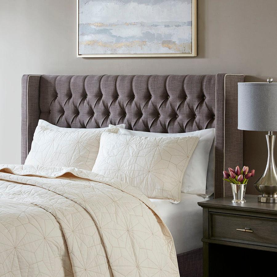 Olliix.com Headboards - Amelia Transitional Upholstery Headboard 68.5 W x 8.5 D x (55~62") H Dark Gray