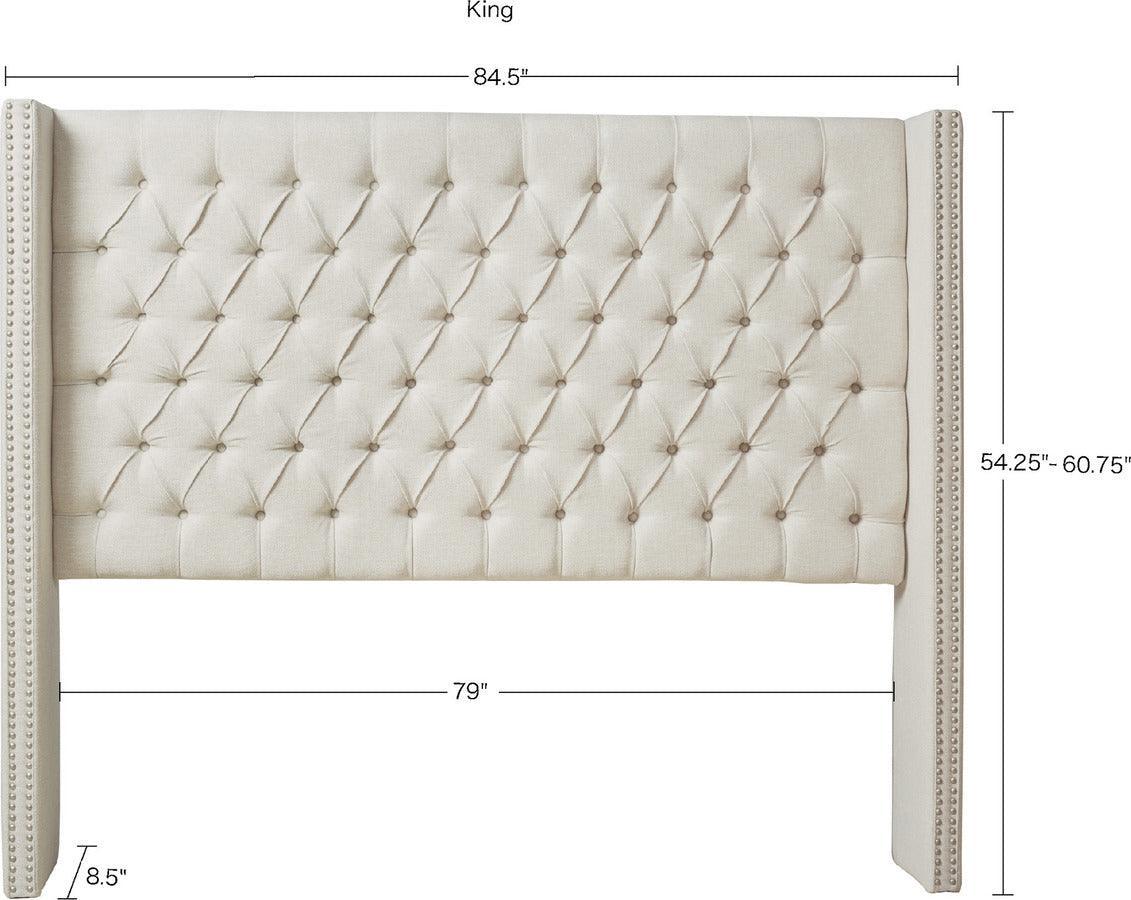 Olliix.com Headboards - Amelia Transitional Upholstery Headboard 68.5"Wx8.5"Dx(54.25~60.75") H Cream