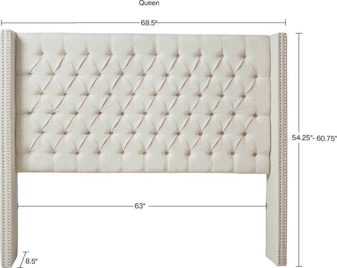 Olliix.com Headboards - Amelia Transitional Upholstery Headboard 68.5"Wx8.5"Dx(54.25~60.75") H Cream