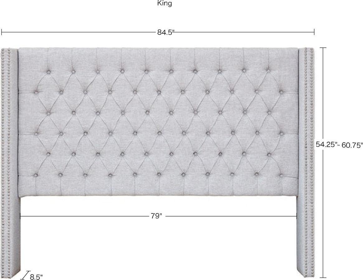 Olliix.com Headboards - Amelia Transitional Upholstery Headboard 68.5"Wx8.5"Dx(54.25~60.75") H Gray