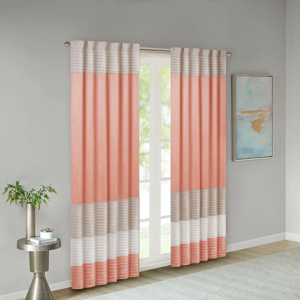 Olliix.com Curtains - Amherst 84 H Polyoni Pintuck Window Panel Coral