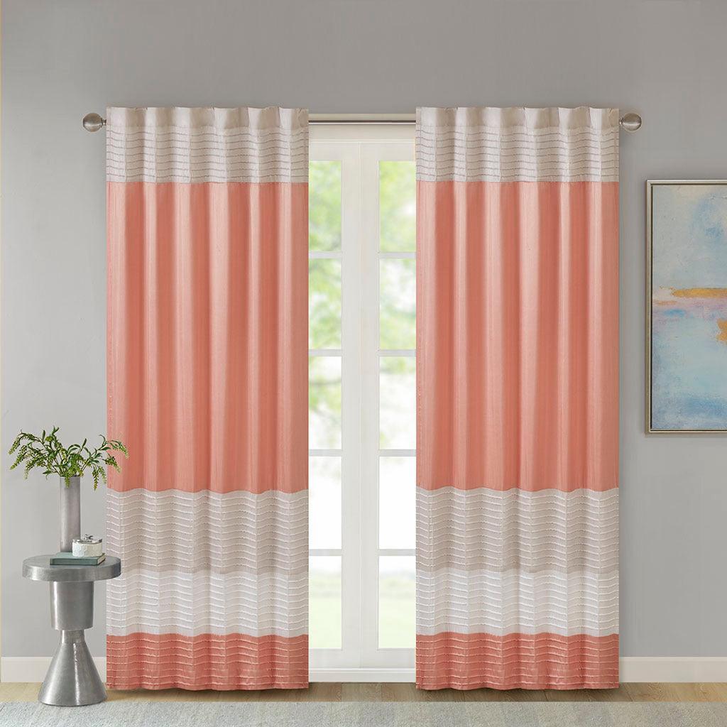 Olliix.com Curtains - Amherst 84 H Polyoni Pintuck Window Panel Coral