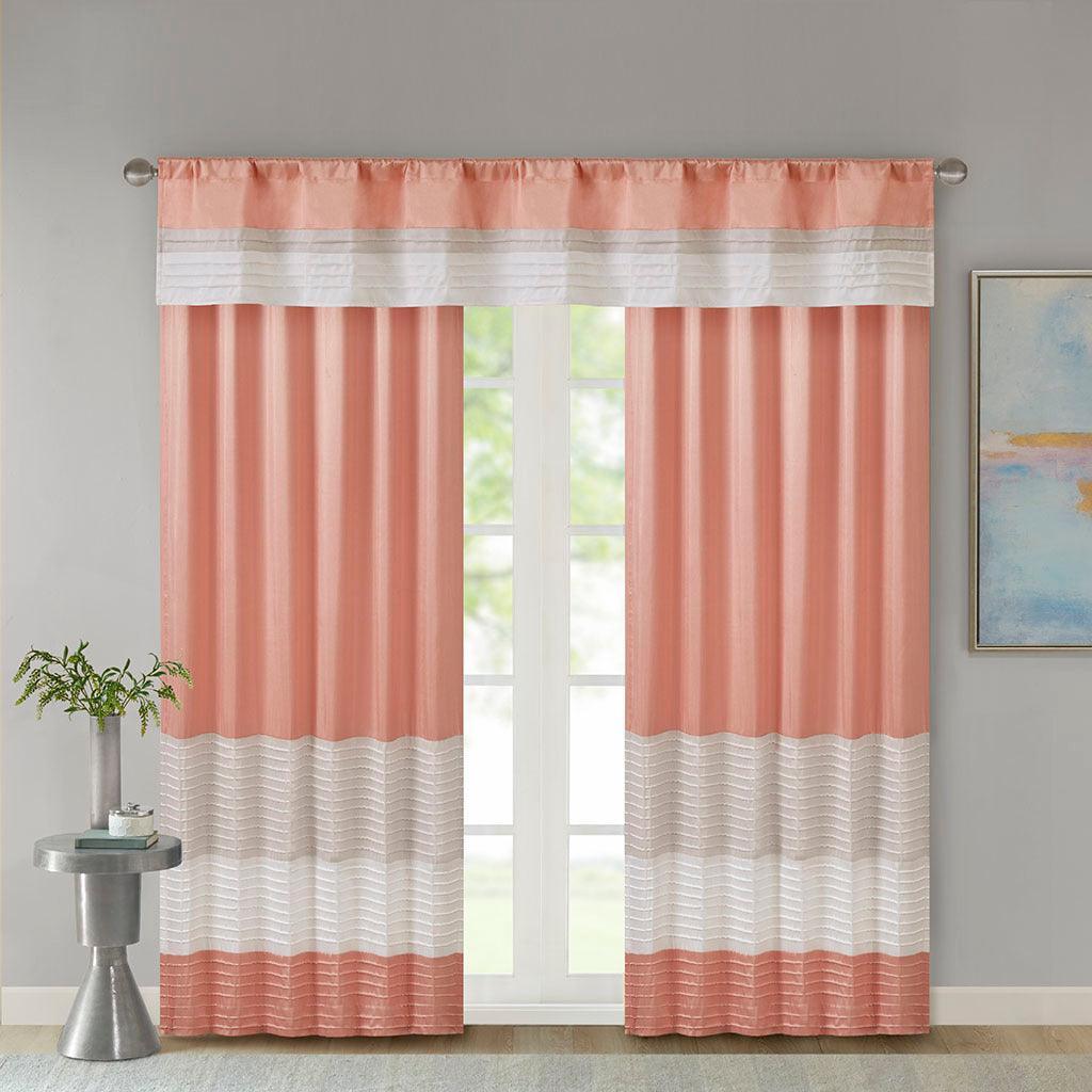 Olliix.com Curtains - Amherst 84 H Polyoni Pintuck Window Panel Coral