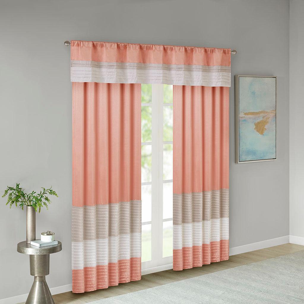Olliix.com Curtains - Amherst 84 H Polyoni Pintuck Window Panel Coral