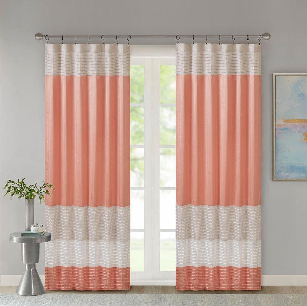 Olliix.com Curtains - Amherst 84 H Polyoni Pintuck Window Panel Coral