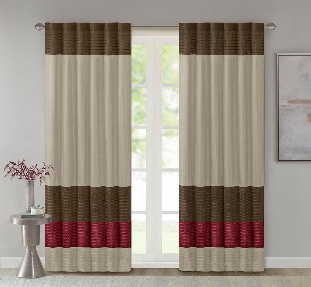 Olliix.com Curtains - Amherst 84 H Polyoni Pintuck Window Panel Red