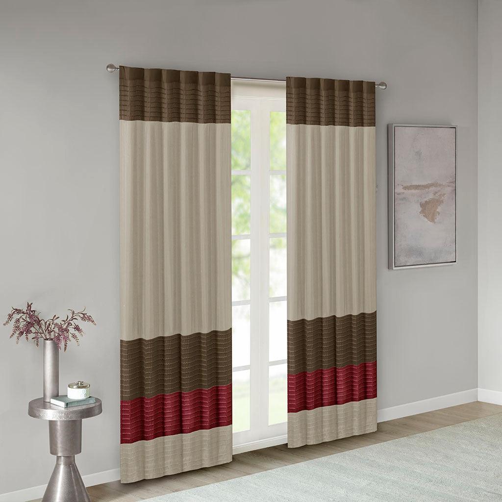 Olliix.com Curtains - Amherst 84 H Polyoni Pintuck Window Panel Red