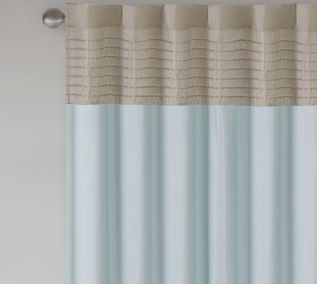 Olliix.com Curtains - Amherst 84" Polyoni Pintuck Window Panel Blue