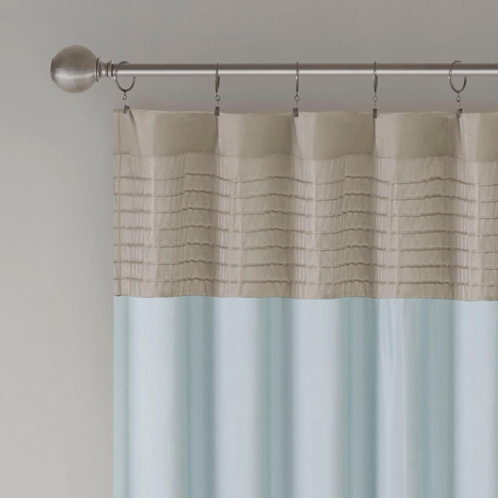 Olliix.com Curtains - Amherst 84" Polyoni Pintuck Window Panel Blue