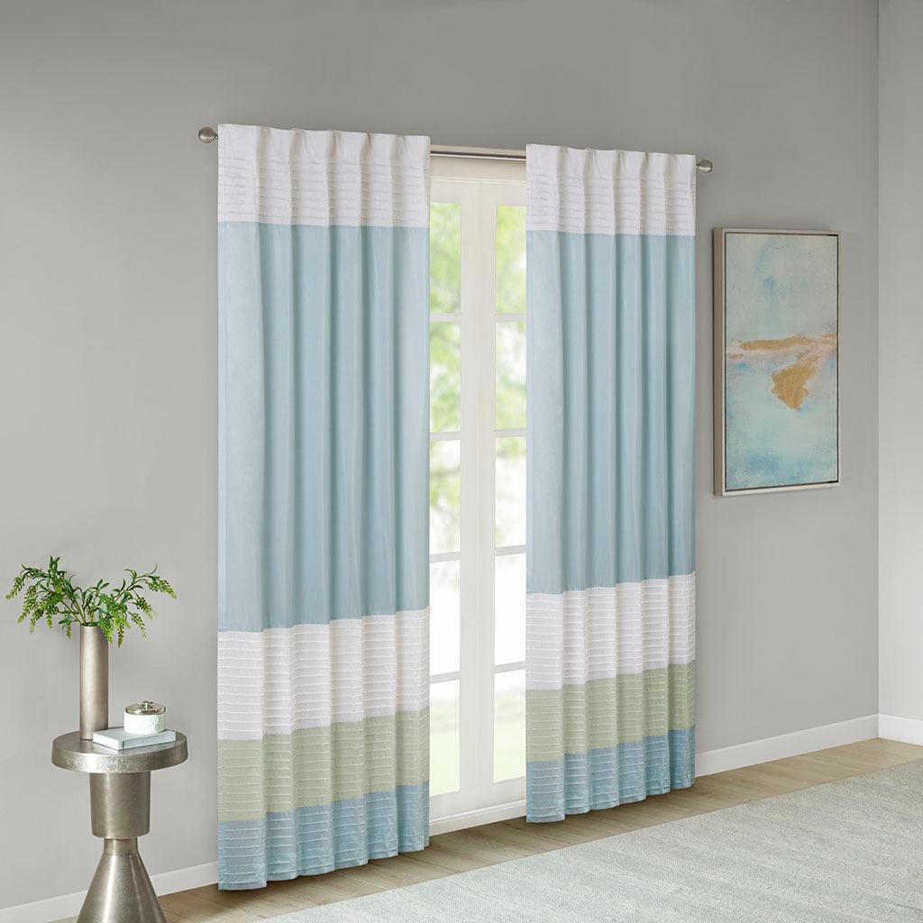 Olliix.com Curtains - Amherst 84" Polyoni Pintuck Window Panel Green