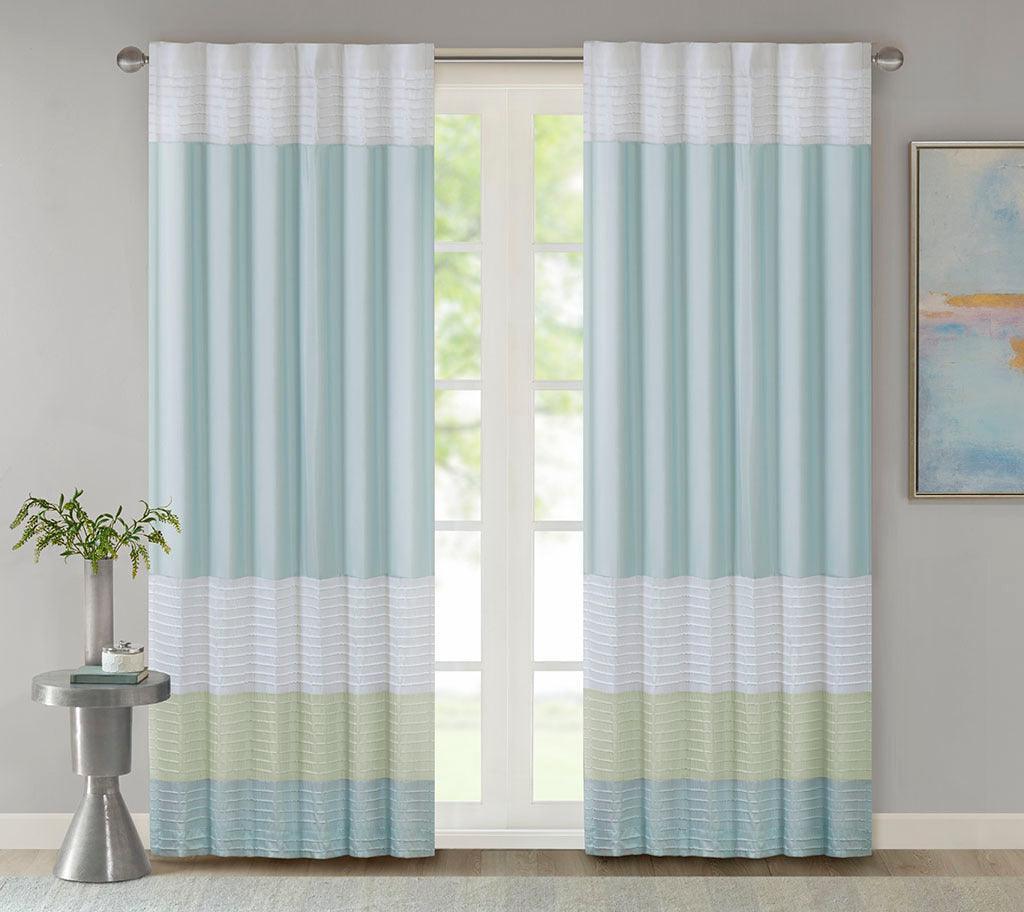 Olliix.com Curtains - Amherst 84" Polyoni Pintuck Window Panel Green