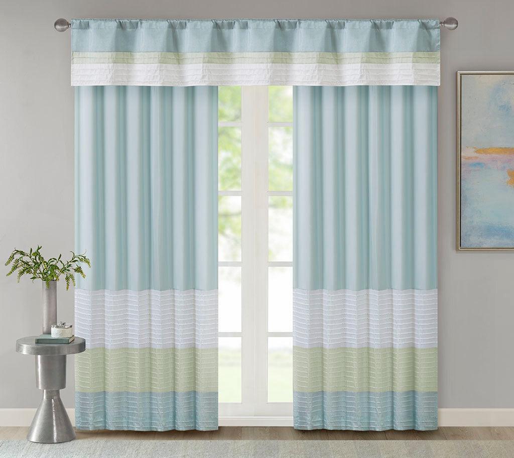 Olliix.com Curtains - Amherst 84" Polyoni Pintuck Window Panel Green