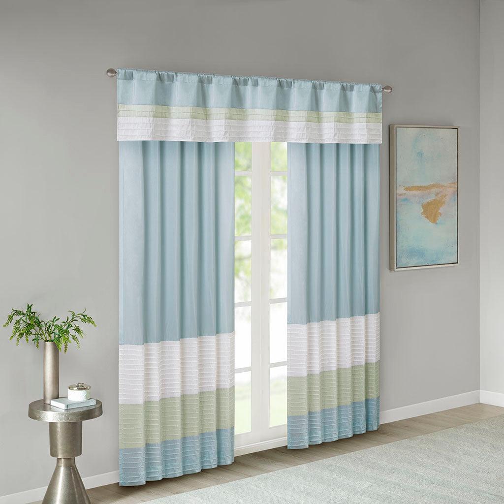 Olliix.com Curtains - Amherst 84" Polyoni Pintuck Window Panel Green