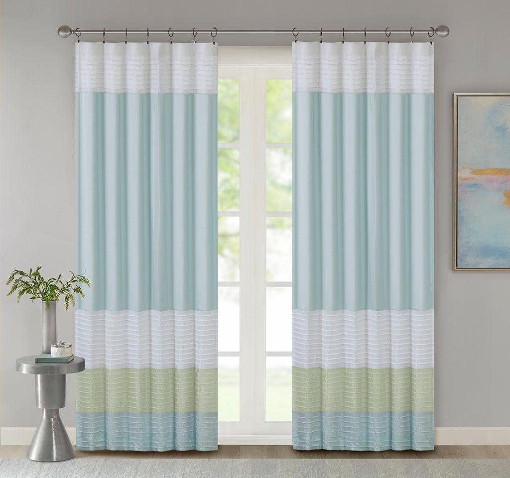 Olliix.com Curtains - Amherst 84" Polyoni Pintuck Window Panel Green