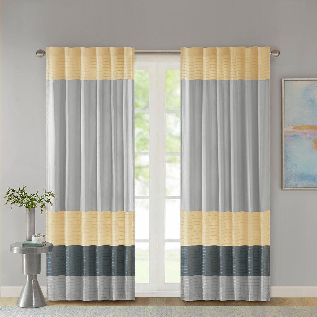 Olliix.com Curtains - Amherst 84" Polyoni Pintuck Window Panel Yellow