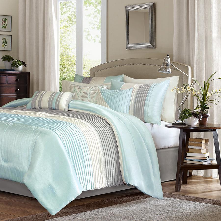 Olliix.com Comforters & Blankets - Amherst Farm House 7 Piece Comforter Set Aqua King