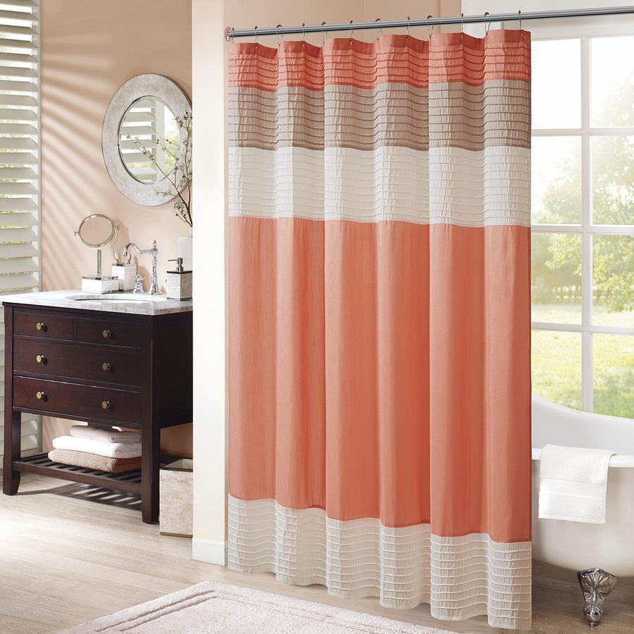 Olliix.com Shower Curtains - Amherst Faux Silk Shower Curtain Coral