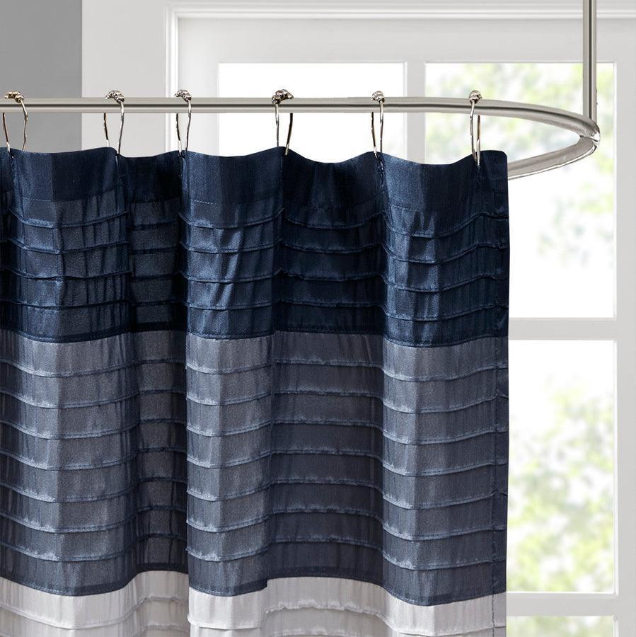 Olliix.com Shower Curtains - Amherst Faux Silk Shower Curtain Navy