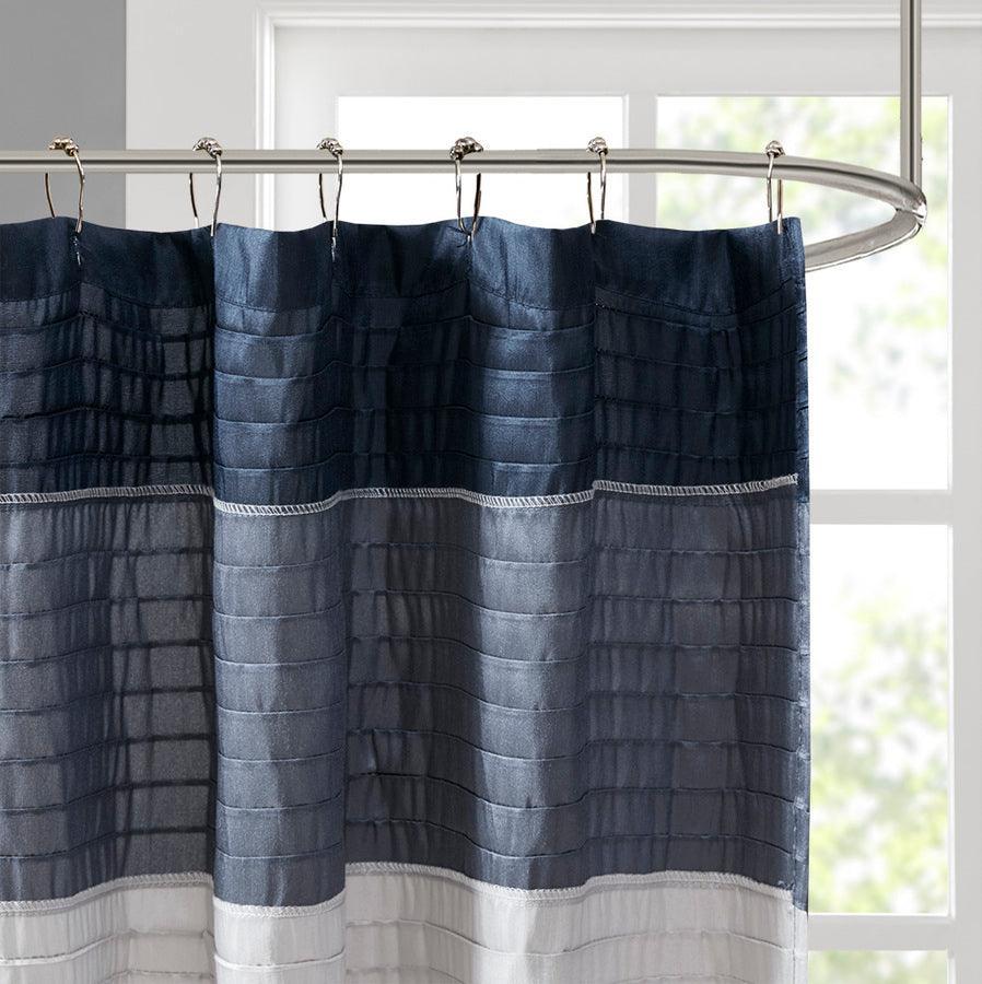 Olliix.com Shower Curtains - Amherst Faux Silk Shower Curtain Navy