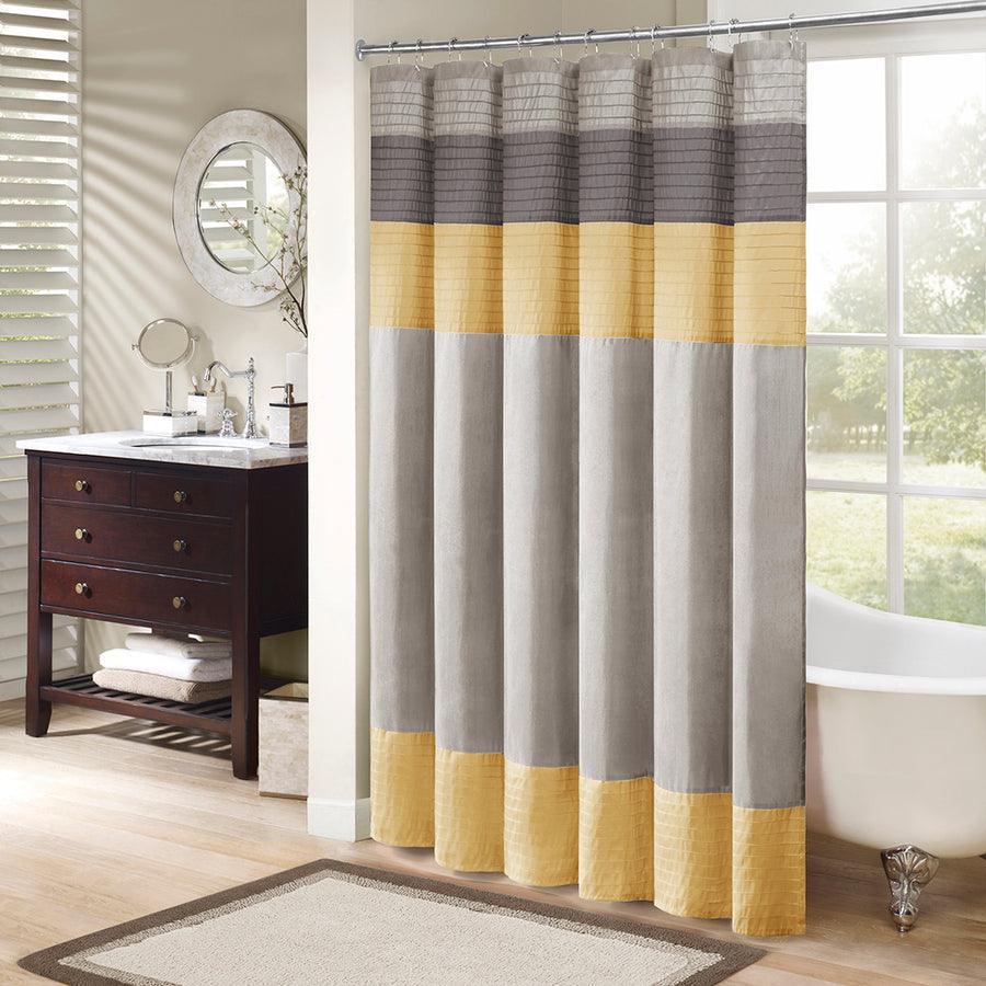 Olliix.com Shower Curtains - Amherst Faux Silk Shower Curtain Yellow