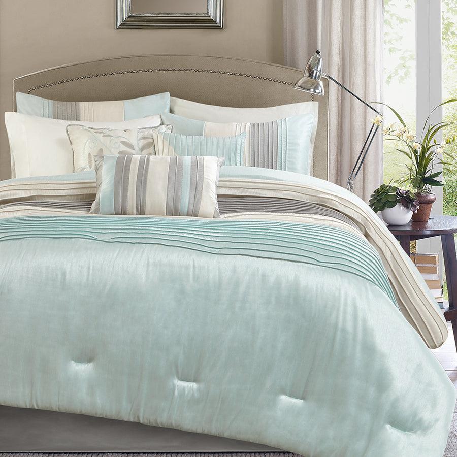 Olliix.com Comforters & Blankets - Amherst Global Inspired| 7 Piece Comforter Set Aqua Cal King