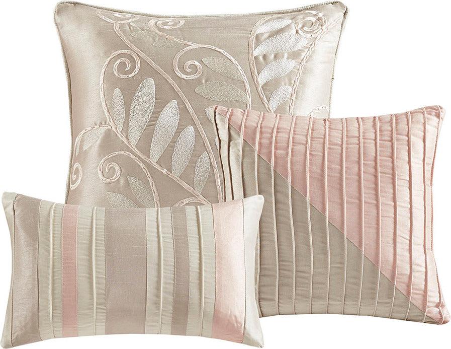 Olliix.com Comforters & Blankets - Amherst Transitional 7 Piece Comforter Set Blush | Taupe King