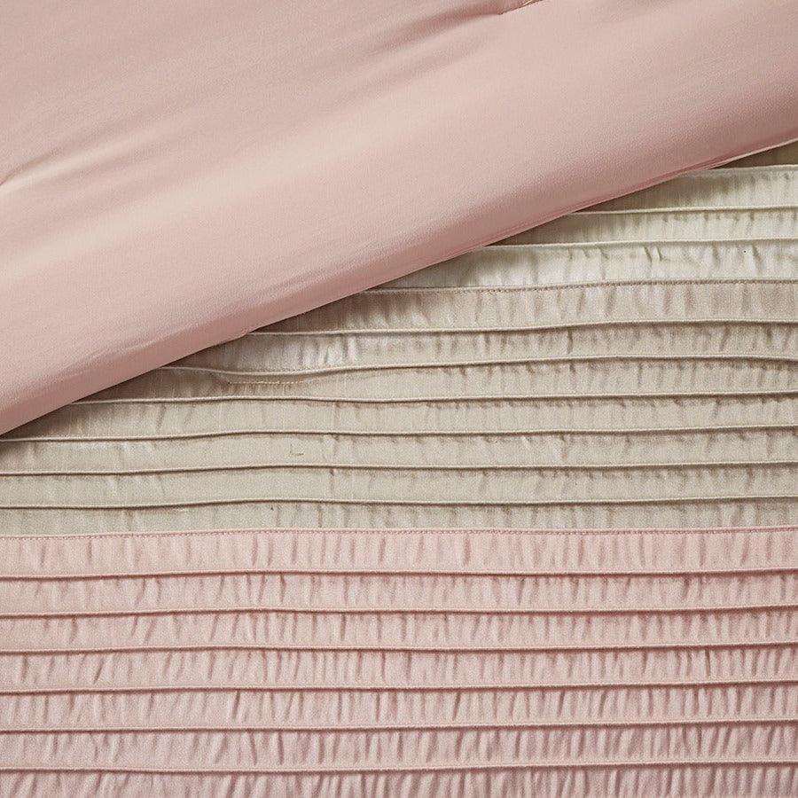 Olliix.com Comforters & Blankets - Amherst Transitional 7 Piece Comforter Set Blush | Taupe King
