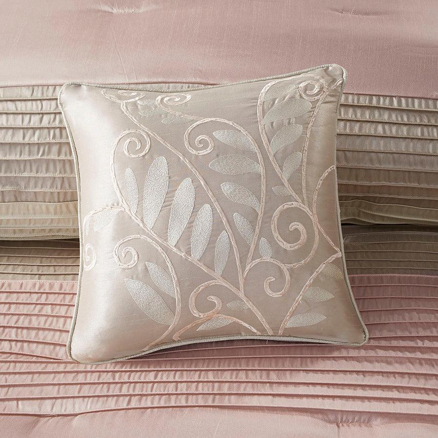 Olliix.com Comforters & Blankets - Amherst Transitional 7 Piece Comforter Set Blush | Taupe King