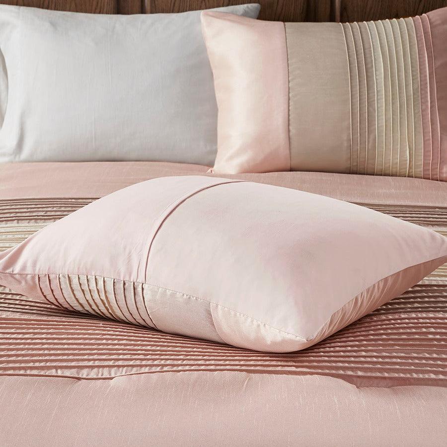 Olliix.com Comforters & Blankets - Amherst Transitional 7 Piece Comforter Set Blush | Taupe King