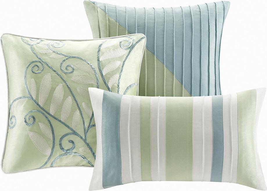 Olliix.com Comforters & Blankets - Amherst Transitional 7 Piece Comforter Set Green Queen