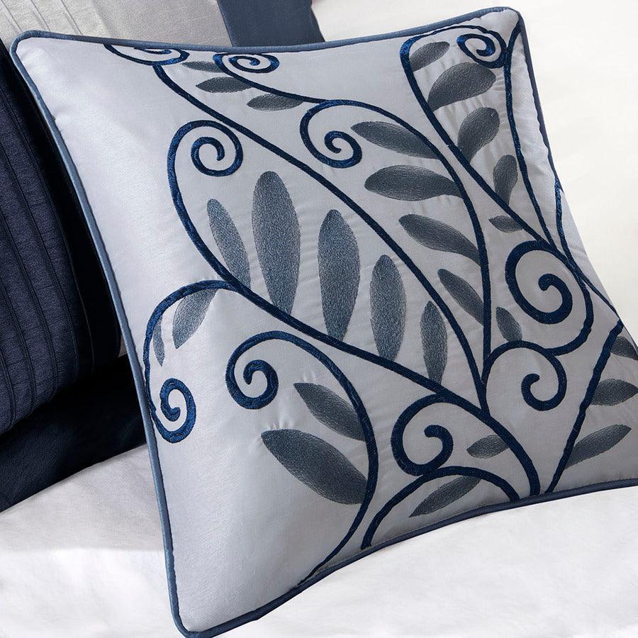 Olliix.com Comforters & Blankets - Amherst Transitional 7 Piece Comforter Set Navy King
