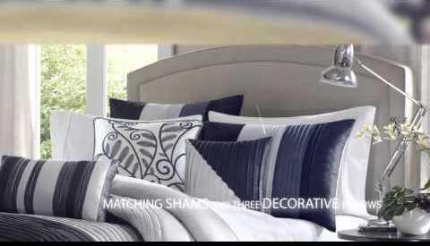 Olliix.com Comforters & Blankets - Amherst Transitional 7 Piece Comforter Set Navy King