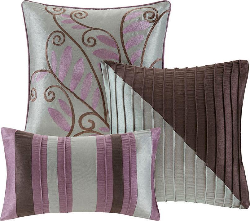Olliix.com Comforters & Blankets - Amherst Transitional 7 Piece Comforter Set Purple King