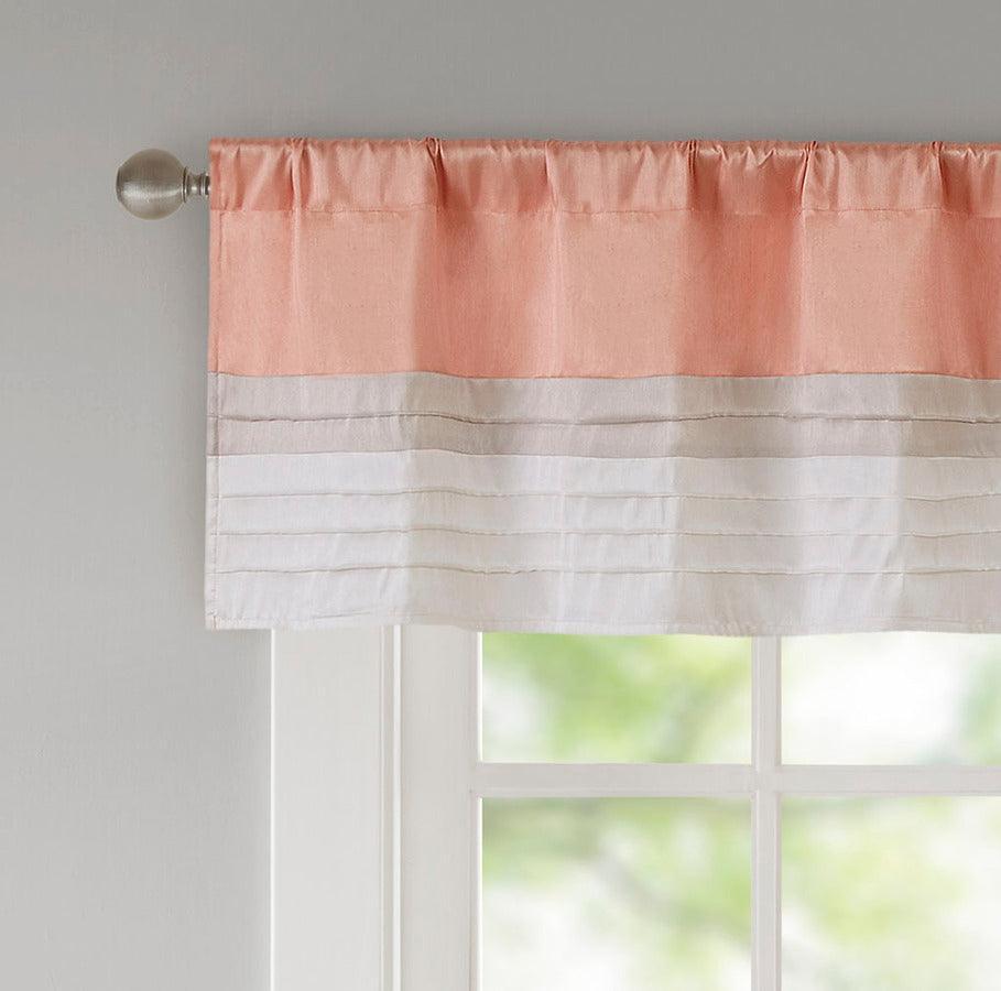 Olliix.com Curtains - Amherst Transitional Polyoni Pintuck Window Valance 50x18" Coral