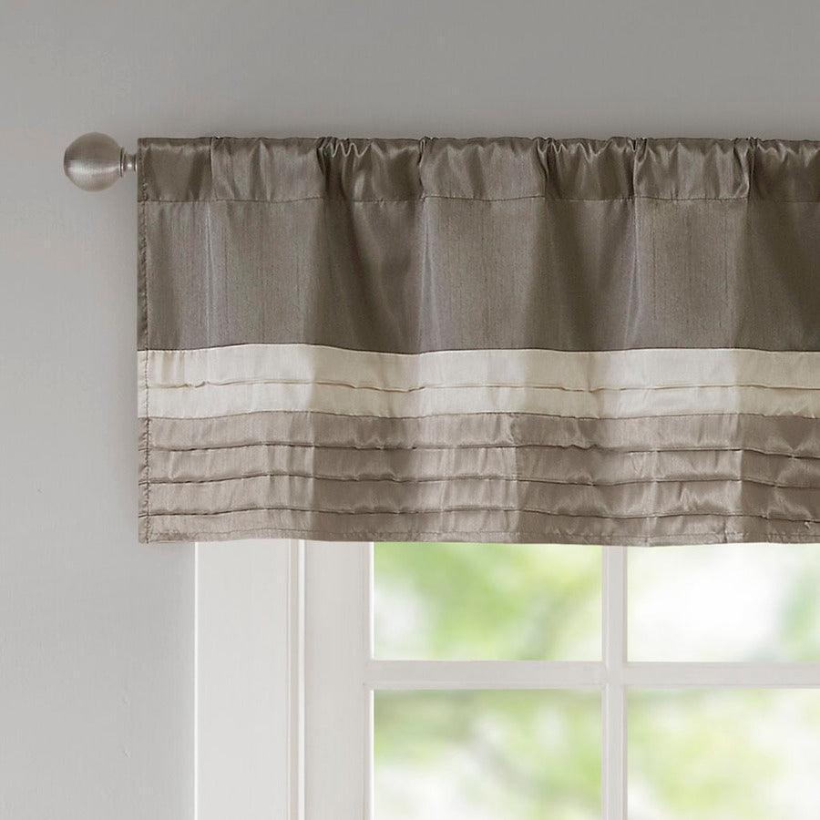 Olliix.com Curtains - Amherst Transitional Polyoni Pintuck Window Valance 50x18" Natural