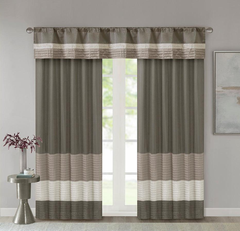Olliix.com Curtains - Amherst Transitional Polyoni Pintuck Window Valance 50x18" Natural