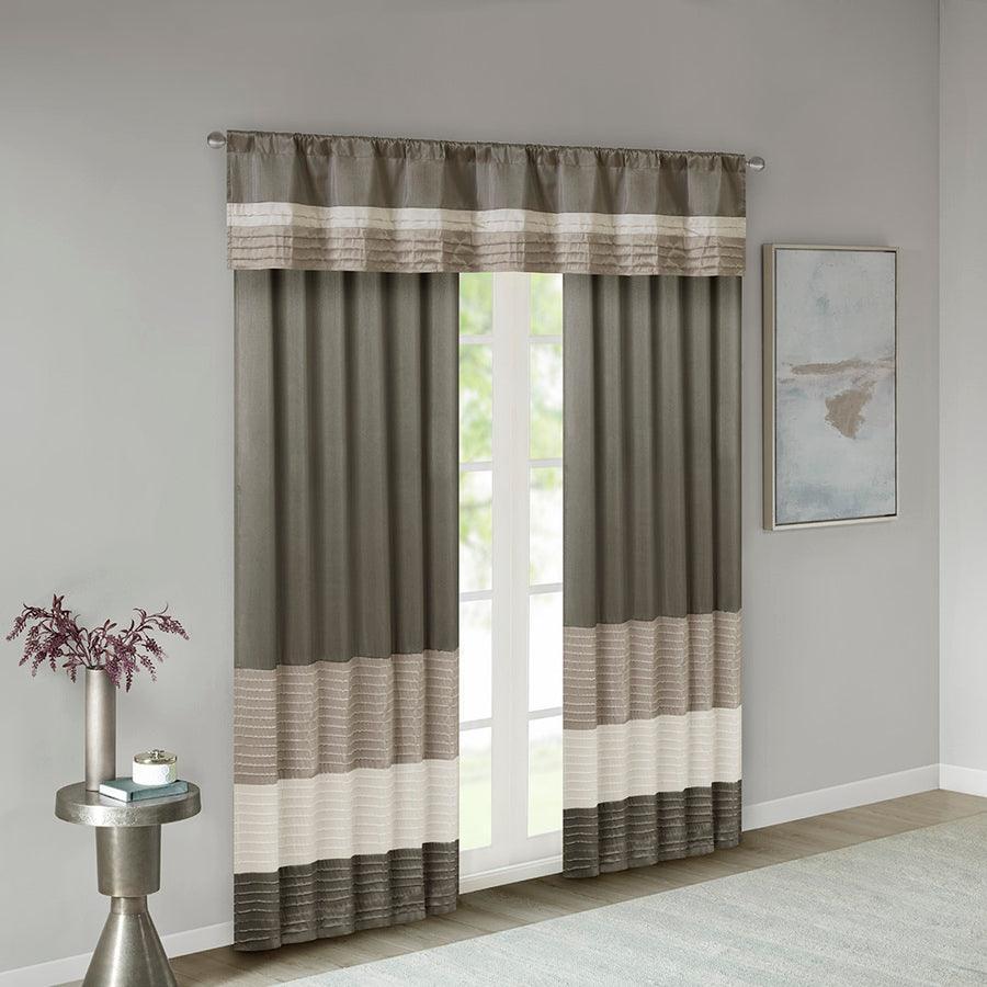 Olliix.com Curtains - Amherst Transitional Polyoni Pintuck Window Valance 50x18" Natural