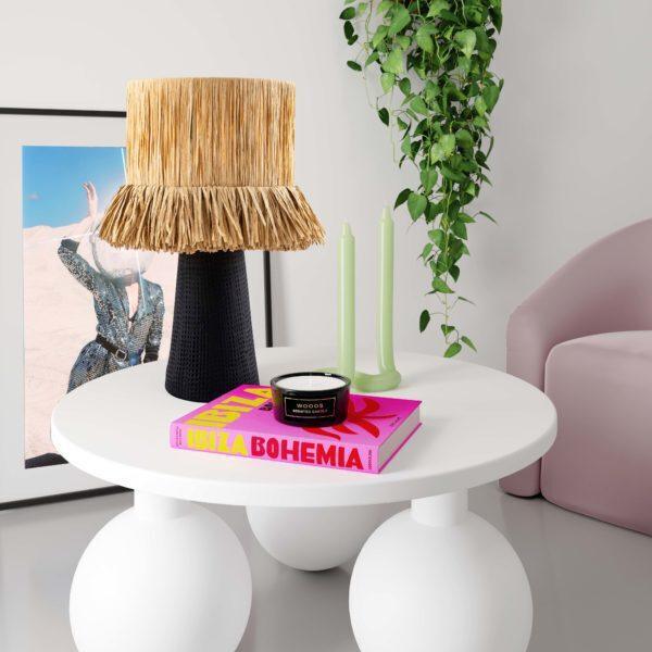 Tov Furniture Table Lamps - Amira Rafia Table Lamp Black & Natural