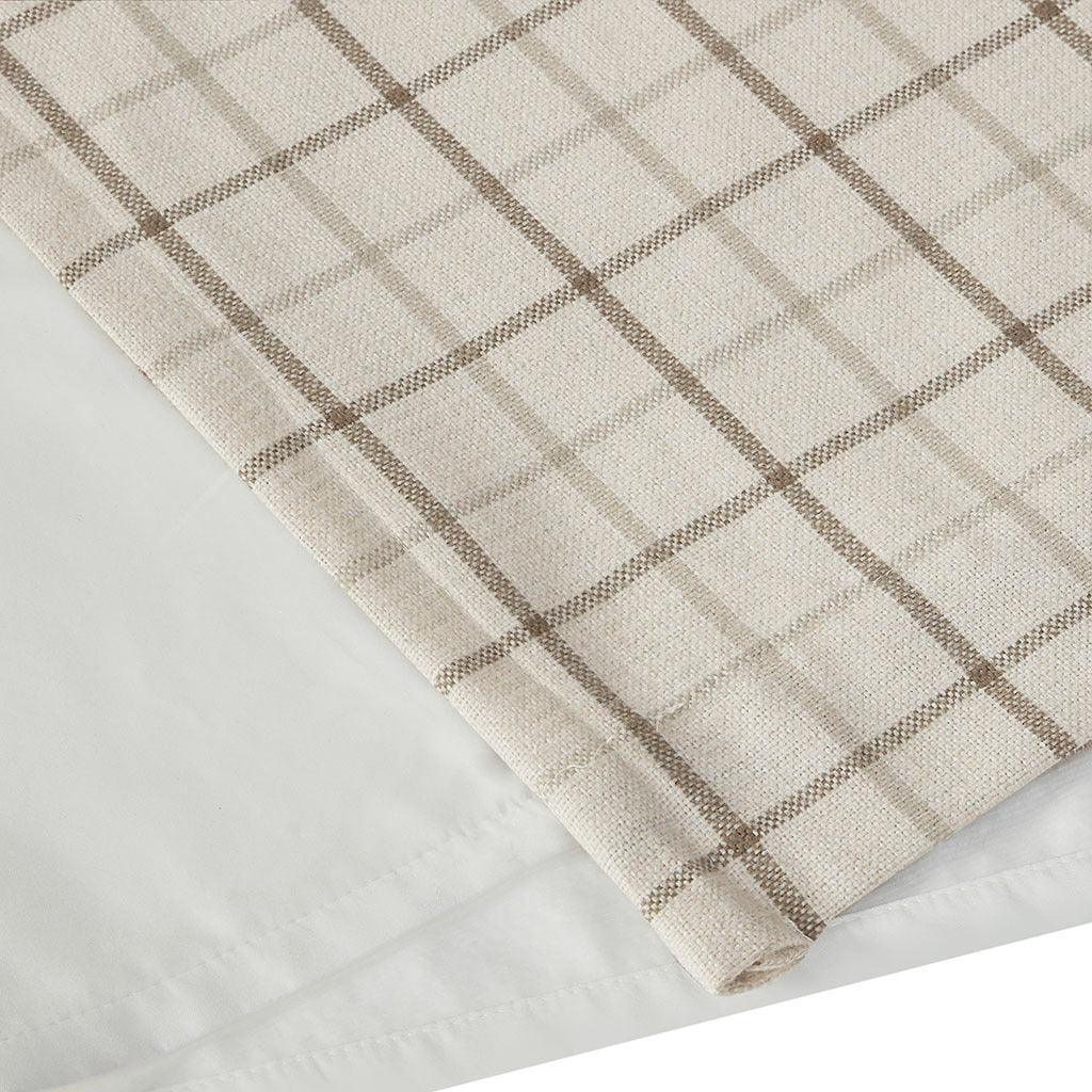 Olliix.com Curtains - Anaheim 84 H Plaid Faux Leather Tab Top Panel with Fleece Lining Natural