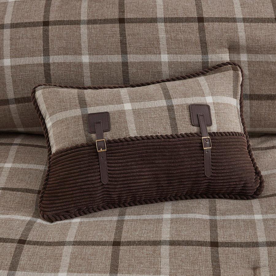 Olliix.com Comforters & Blankets - Anaheim King/California King 4 Piece Plaid Lodge & Cabin Comforter Set Tan & Brown