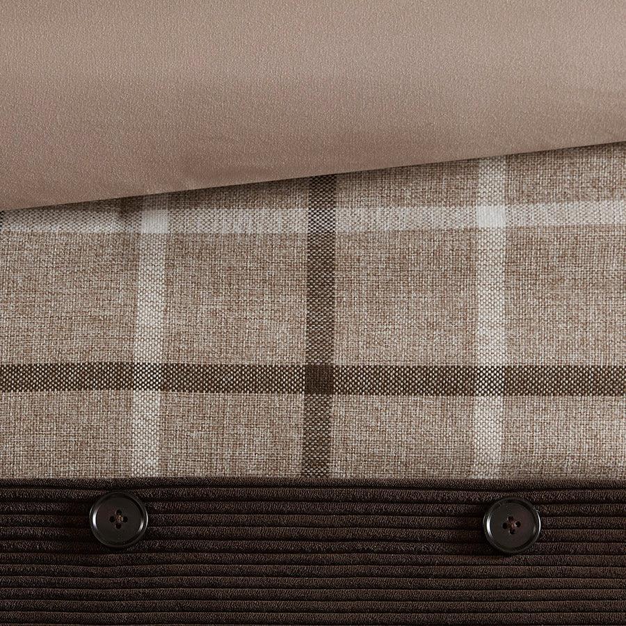 Olliix.com Comforters & Blankets - Anaheim King/California King 4 Piece Plaid Lodge & Cabin Comforter Set Tan & Brown