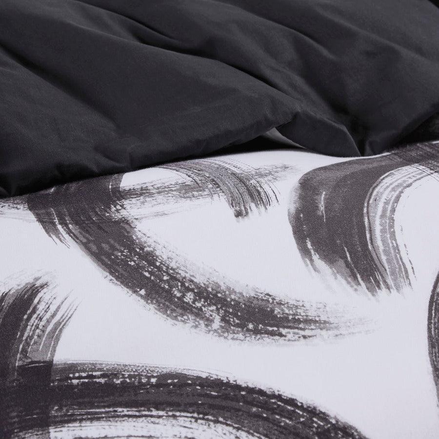 Olliix.com Duvet & Duvet Sets - Anaya Full/Queen Cotton Printed Duvet Cover Set Black & White