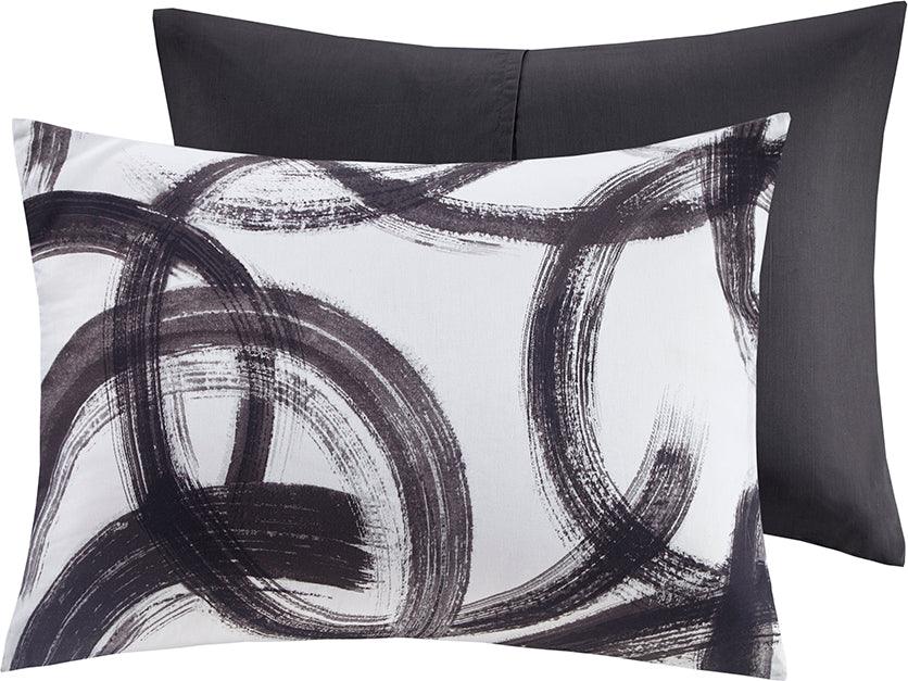 Olliix.com Duvet & Duvet Sets - Anaya Full/Queen Cotton Printed Duvet Cover Set Black & White