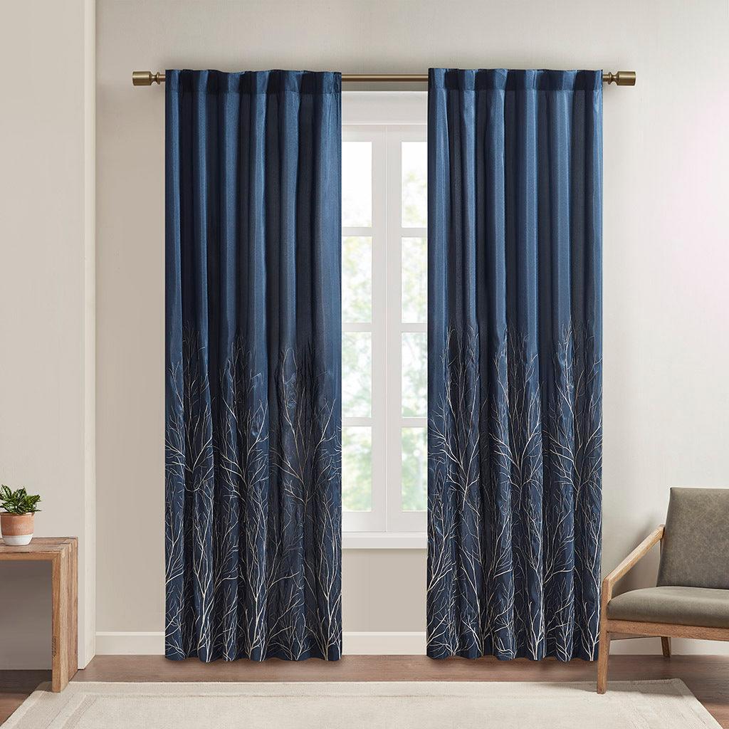Olliix.com Curtains - Andora 84 H Window Panel Navy