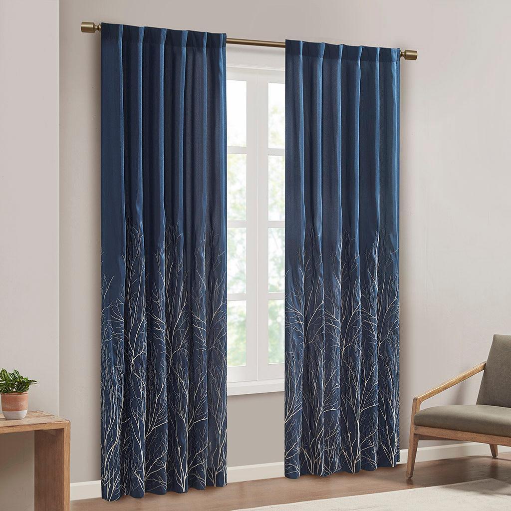 Olliix.com Curtains - Andora 84 H Window Panel Navy