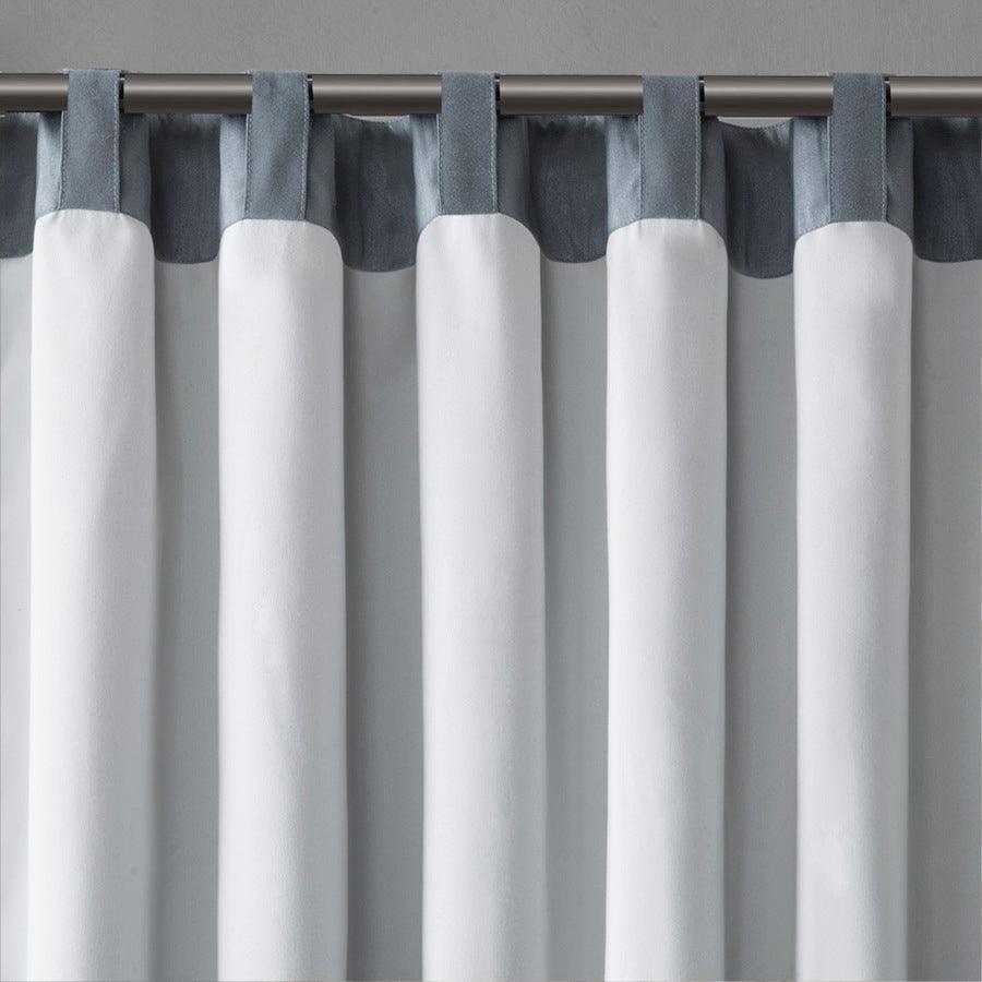 Olliix.com Curtains - Andora Transitional Faux Silk Embroidered Window Valance 50"W x 18"L Blue