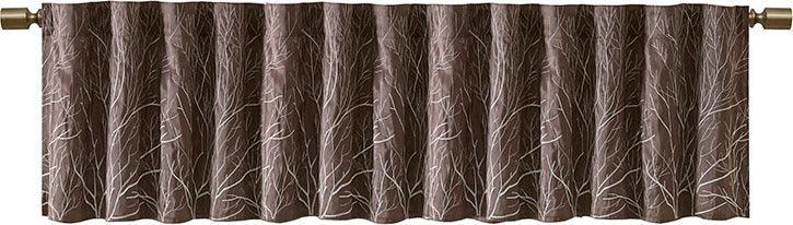 Olliix.com Curtains - Andora Transitional Faux Silk Embroidered Window Valance 50"W x 18"L Chocolate