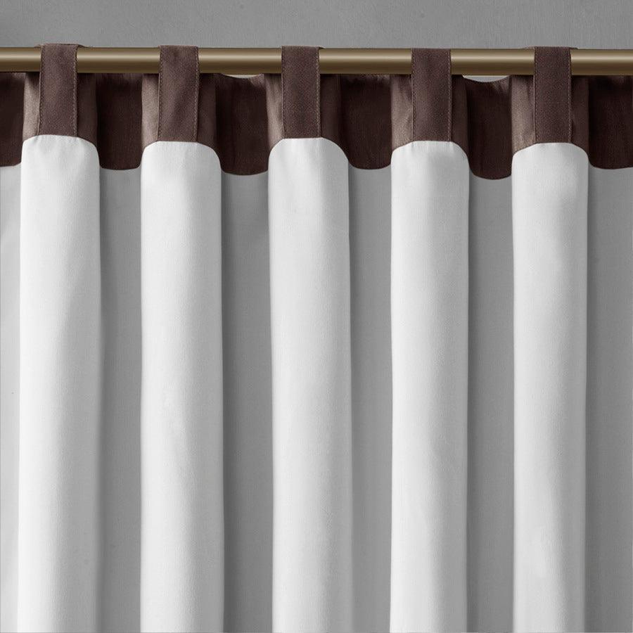 Olliix.com Curtains - Andora Transitional Faux Silk Embroidered Window Valance 50"W x 18"L Chocolate