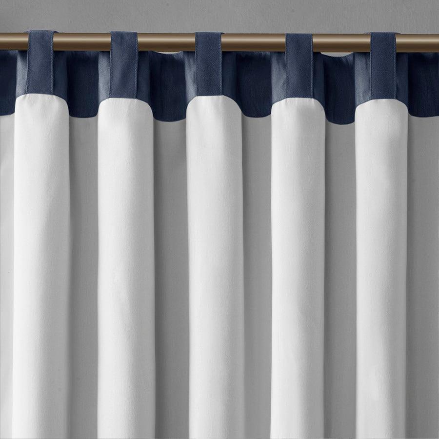 Olliix.com Curtains - Andora Transitional Faux Silk Embroidered Window Valance 50"W x 18"L Navy