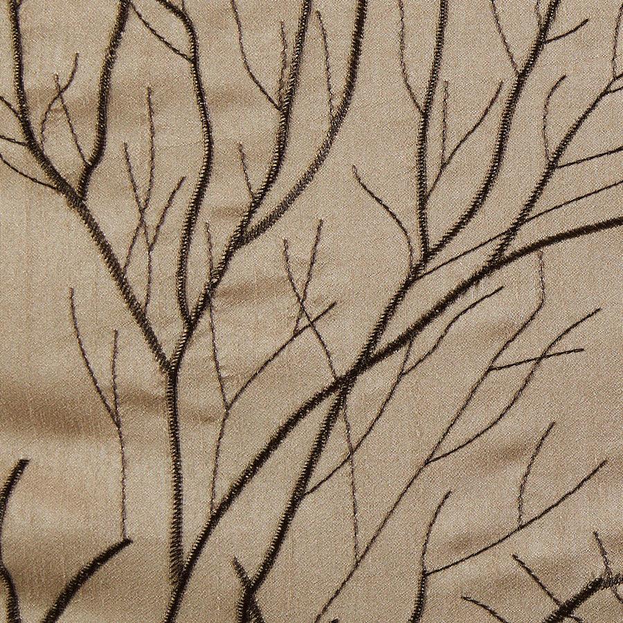 Olliix.com Curtains - Andora Transitional Faux Silk Embroidered Window Valance 50"W x 18"L Tan
